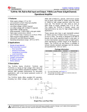 TLV9144 datasheet cover page