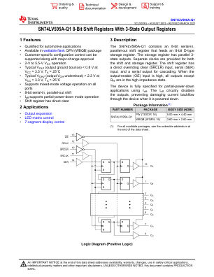 SN74LV595A-Q1 数据手册首页