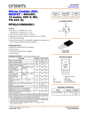 NTHL015N065SC1 datasheet cover page