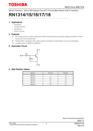 RN1318 datasheet cover page