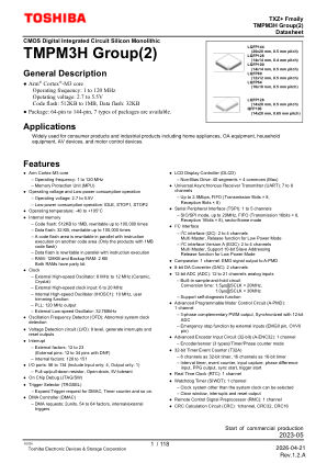 TMPM3HNF10BDFG datasheet cover page