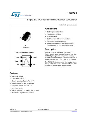 TS7221 datasheet cover page