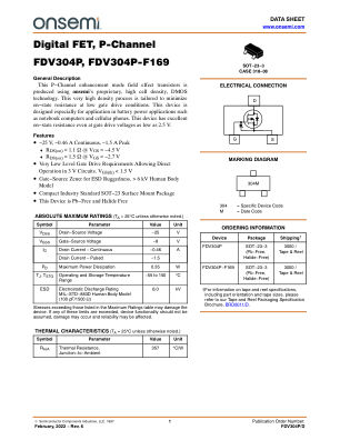 FDV304P datasheet cover page