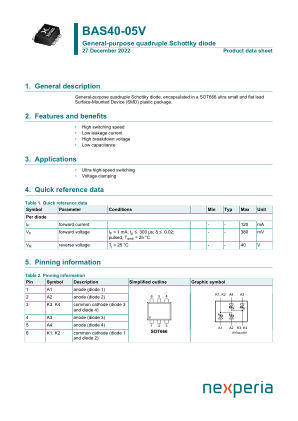 BAS40-05V datasheet cover page