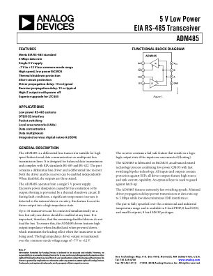 ADM485 数据手册首页