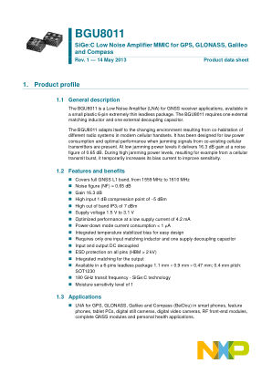 BGU8011 datasheet cover page