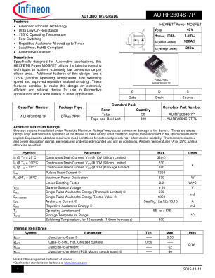 AUIRF2804S-7P datasheet cover page