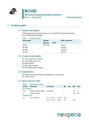 BCV62 datasheet cover page