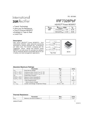 IRF7328 数据手册首页