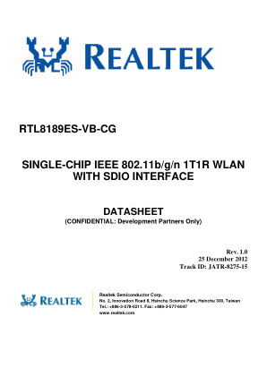 RTL8189ES-VB-CG datasheet cover page