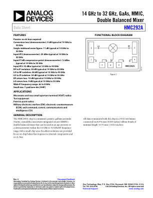 HMC292ACHIPS datasheet cover page