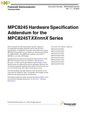 MPC8245ECS01AD 数据手册首页