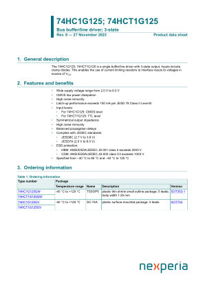 74HC1G125GW datasheet cover page