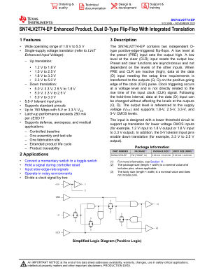 SN74LV2T74-EP datasheet cover page