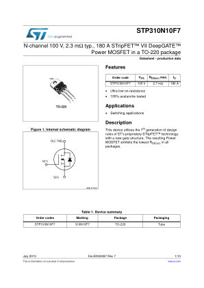 STP310N10F7 数据手册首页