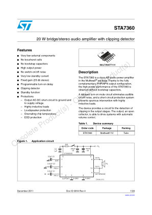 STA7360 datasheet cover page
