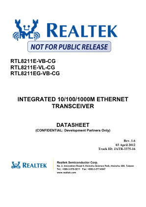 RTL8211E-VB-CG datasheet cover page