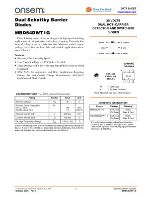 MBD54DWT1 datasheet cover page