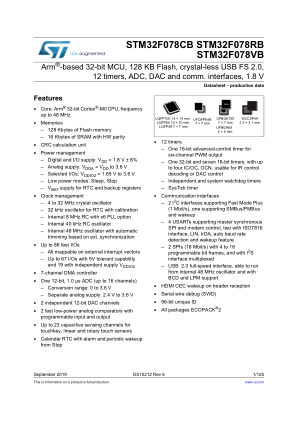 STM32F078CB datasheet cover page