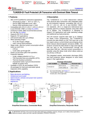 TLIN2029-Q1 datasheet cover page