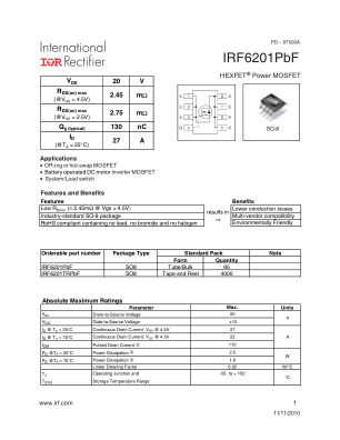 IRF6201 datasheet cover page