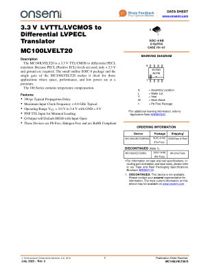 MC100LVELT20 datasheet cover page