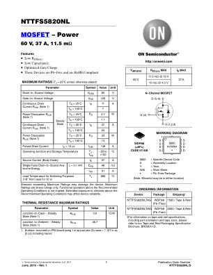 NTTFS5820NL datasheet cover page