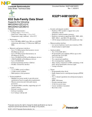 K52P144M100SF2 数据手册首页