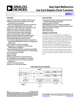 AD9557 数据手册首页