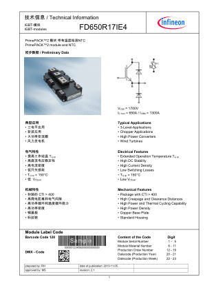 FD650R17IE4 数据手册首页