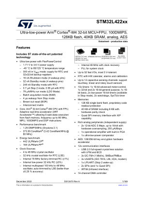 STM32L422CB 数据手册首页