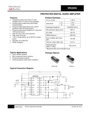 IRS2092SPBF datasheet cover page