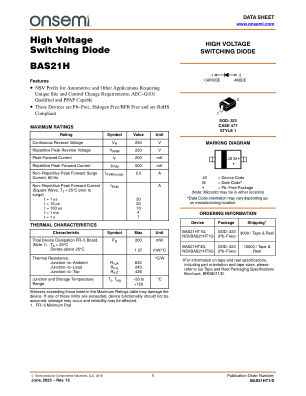 BAS21HT1 数据手册首页