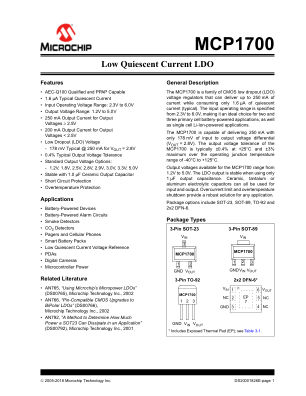 MCP1700T-3302E 数据手册首页