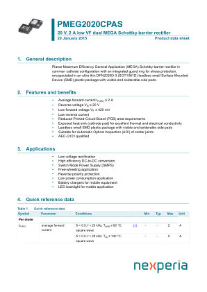 PMEG2020CPASX datasheet cover page