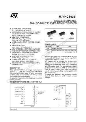 M74HCT4051 datasheet cover page