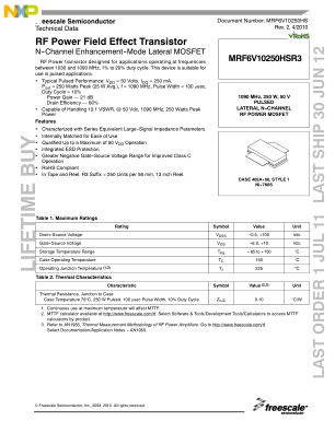 MRF6V10250HS 数据手册首页