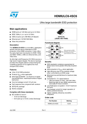 HDMIULC6-4SC6 datasheet cover page