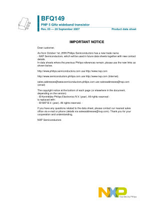 BFQ149 datasheet cover page