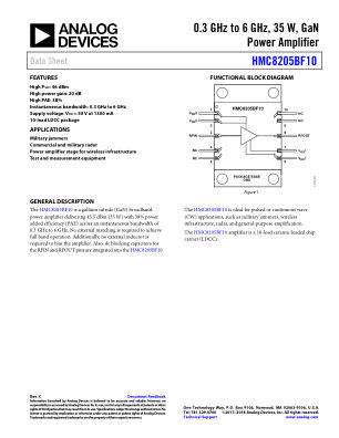 HMC8205BF10 datasheet cover page