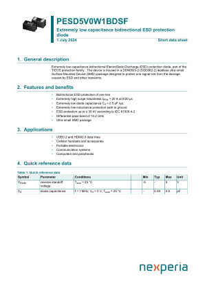 PESD5V0W1BDSFYL datasheet cover page
