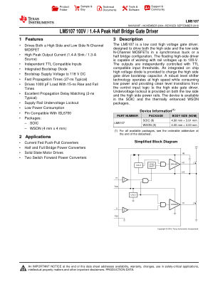 LM5107 datasheet cover page