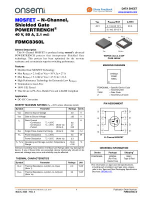FDMC8360L datasheet cover page