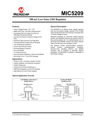 MIC5209-3.3YS-TR 数据手册首页