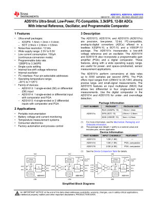 ADS1015 datasheet cover page