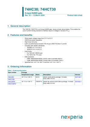 74HC30D datasheet cover page