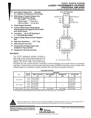 TLC271B 数据手册首页