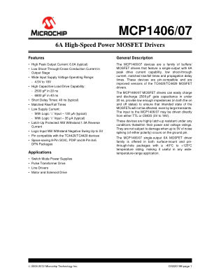 MCP1407-E 数据手册首页