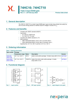 74HC10D datasheet cover page