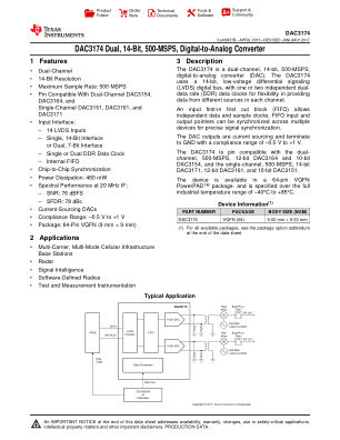 DAC3174 datasheet cover page